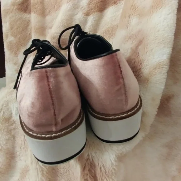 Shelly London Pink Velvet Fountain Platform Oxford - Picture 5 of 6